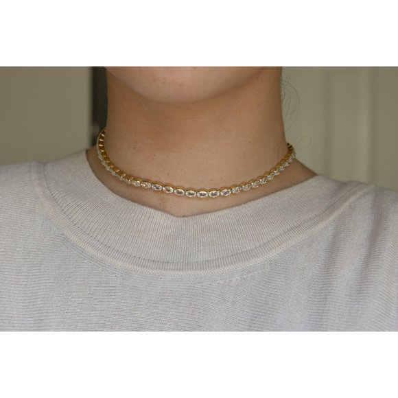 6mm Wide Gold Tennis Oval Necklace, Diamond Oval Tennis Necklace - Picture 5 of 5